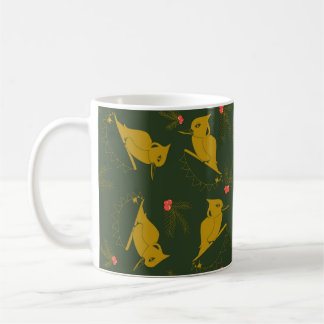 Taza De Café Diseño Gold y Green Kookaburra