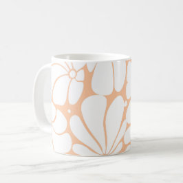 Taza De Café Diseño gráfico de flor blanca Peach Fuzz Retro 70