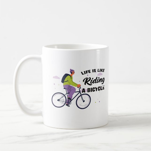 Taza De Café Diseño gráfico de vida en bicicleta (Izquierda)