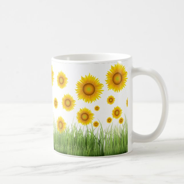 Taza De Café Diseño gráfico luminoso y elegante de girasoles (Derecha)