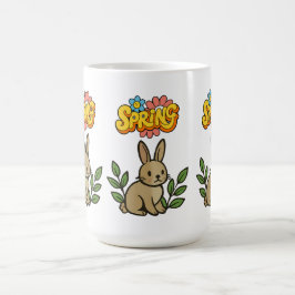 Taza De Café Diseño Gráfico Retro de Conejo de Primavera de los