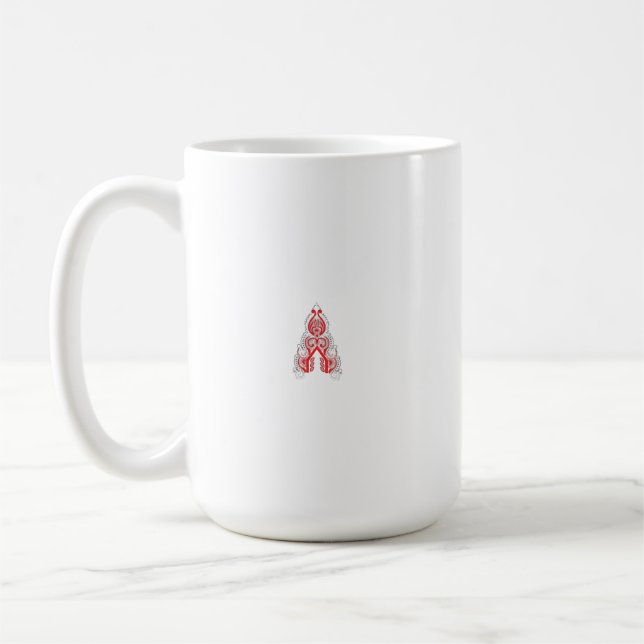 Taza De Café Diseño gráfico rojo con arte de línea intrincada (Izquierda)