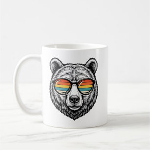 Taza De Café Diseño gráfico vectorial de gafas de sol de oso vi