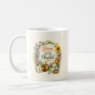 Taza De Café Diseño Inspirador de Jardinería Floral Acuarela