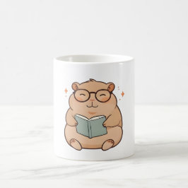 Taza De Café Diseño Kawaii de Capybara Leyendo con Gafas