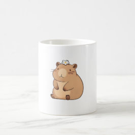 Taza De Café Diseño Kawaii de Carpincho Adorable con Flor de Ma