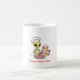 Taza De Café Diseño Kawaii de Gato Chef Alien Donut