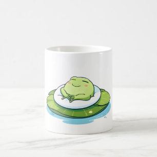 Taza De Café Diseño Kawaii de Rana Durmiendo en Almohadilla de
