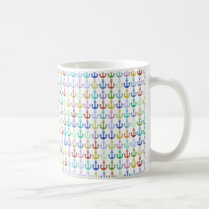 Taza De Café diseño marino de patrones de anclaje colorido