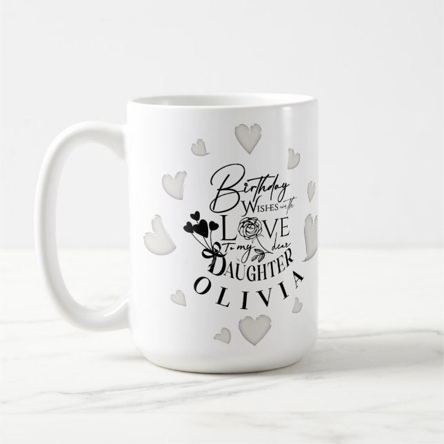 Taza De Café Diseño moderno de cumpleaños de hija simple (Izquierda)