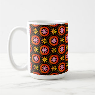Taza De Café Diseño moderno de flores sobre fondo negro