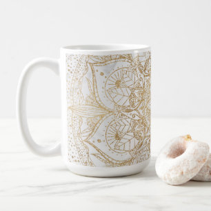 Taza De Café Diseño moderno de mármol dorado Mandala