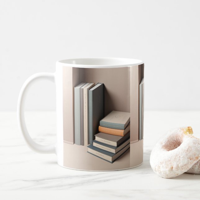 Taza De Café Diseño Mug de 3D Sleek Books (Con donut)