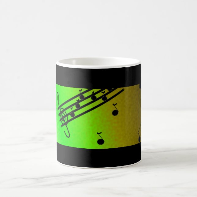 Taza De Café Diseño musical negro y verde (Centro)