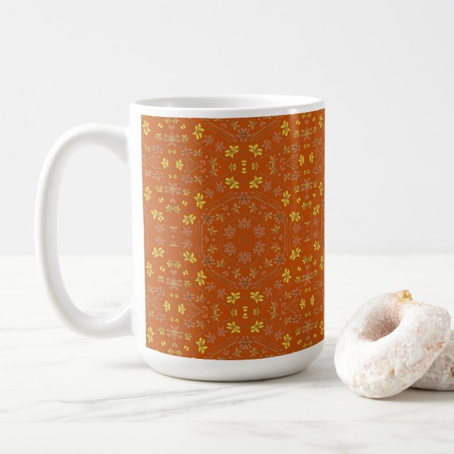 Taza De Café Diseño naranja y amarillo Big Mug (Con donut)