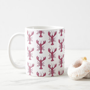 Taza De Café Diseño náutico costero de pintura de langosta