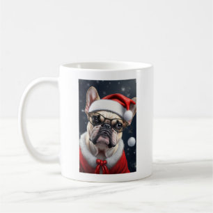 Taza De Café Diseño Navideño de Santa con adorable Bulldog Fran