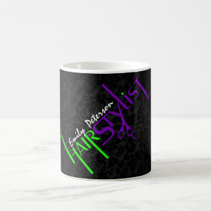 Taza De Café Diseño negrita de texto verde y púrpura
