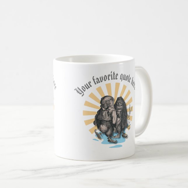 Taza De Café Diseño nostálgico estilo retro de búhos de patinaj (Anverso derecho)