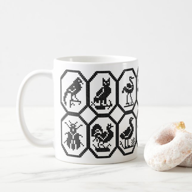 Taza De Café Diseño original de costillas cruzadas para animale (Con donut)
