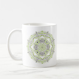 Taza de café diseño original de mandala 2 caras ve
