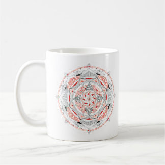Taza de café diseño original de mandala en rojo a