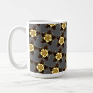 Taza De Café Diseño Ornamental de Mandala Floral Dorado de Lujo