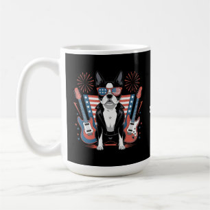 Taza De Café Diseño Patriótico de Perro Boston Terrier Amante d