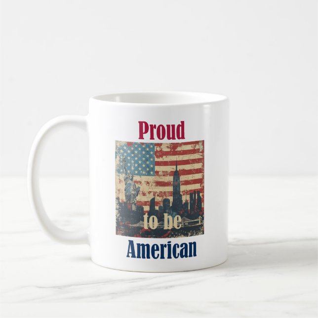 Taza De Café Diseño patriótico vintage americano (Izquierda)