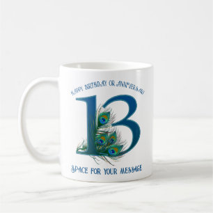Taza De Café Diseño personalizable de pluma de pavo real para a