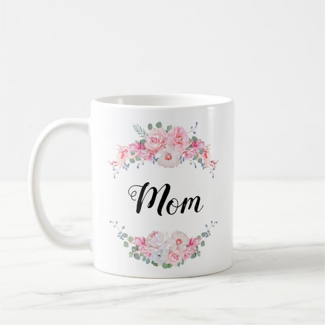 Taza De Café Diseño personalizado con la frontera floral (Izquierda)
