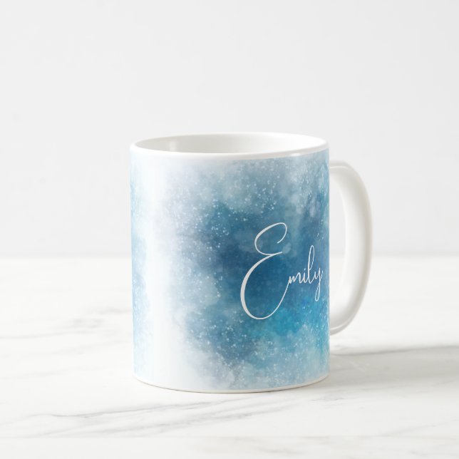 Taza De Café Diseño personalizado de acuarela con nombre (Anverso derecho)
