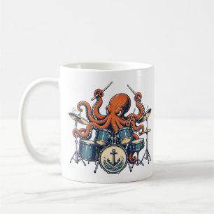 Taza De Café Diseño personalizado de pulpo baterista