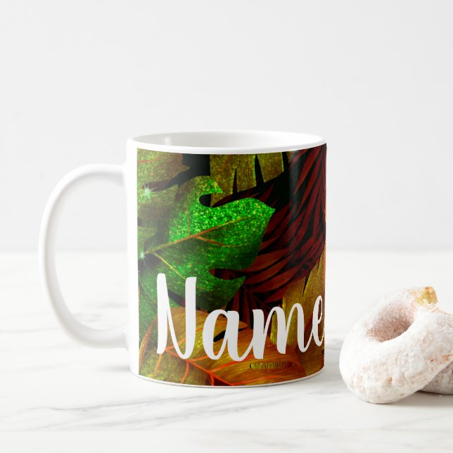 Taza De Café Diseño personalizado de selva tropical para café,  (Con donut)