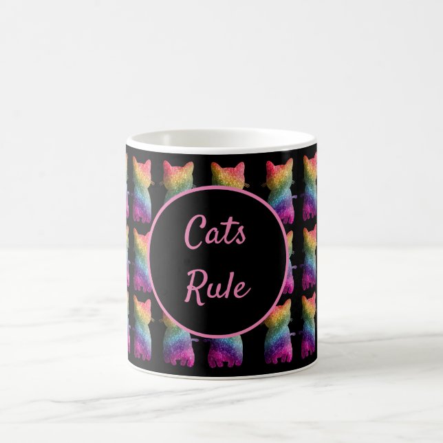 Taza De Café Diseño personalizado del patrón de gato Purpurina  (Centro)