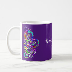 Taza De Café Diseño pintado de mano cardíaca espiral 2