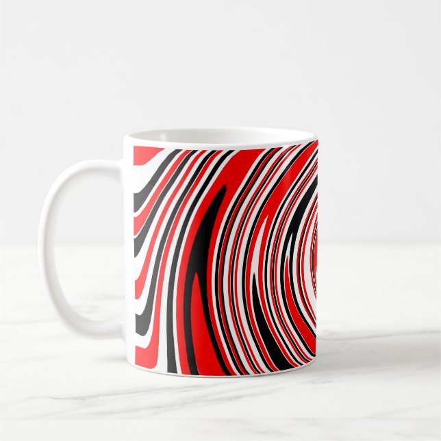 Taza De Café Diseño psicodélico rojo blanco y negro (Izquierda)