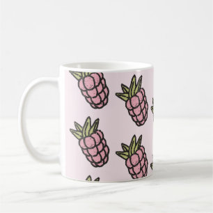 Taza De Café Diseño Retro Chic Piña Rosa Fruta Funky Y2K 