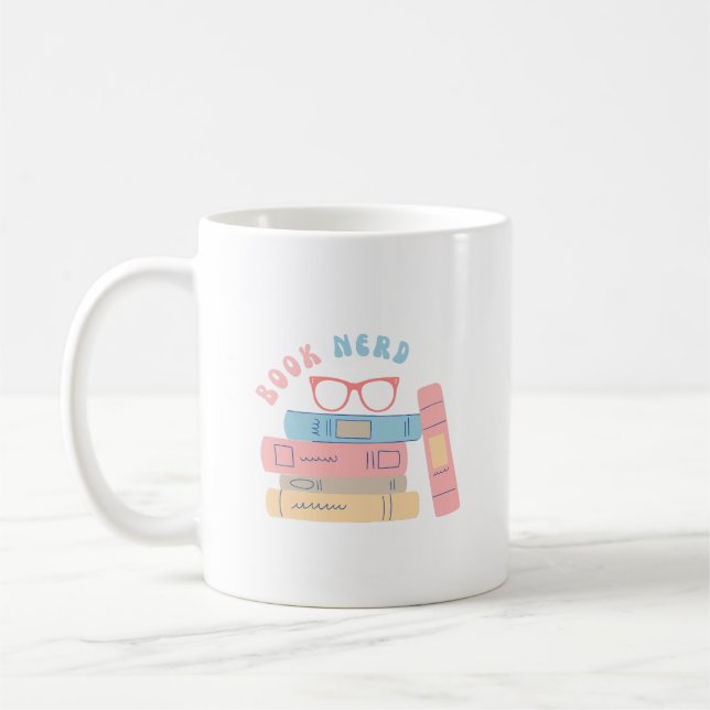 Taza De Café Diseño retro de Chica Nerd de libros (Izquierda)