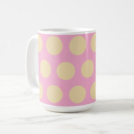 Taza De Café Diseño Retro de Lunares Rosa y Amarillo 
