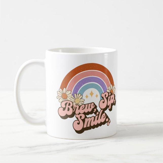 Taza De Café Diseño Retro Impresionante Con Sonrisa Brew Sip (Izquierda)