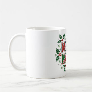 Taza De Café Diseño Retro Navideño de Mamá Alegre con Acebo