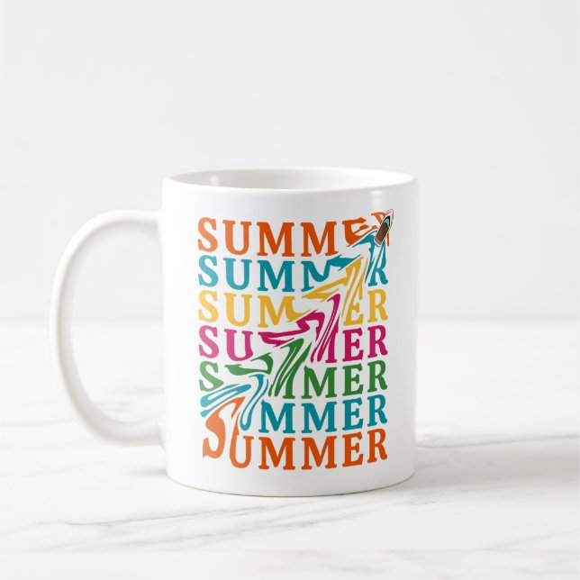Taza De Café Diseño retro ondulado "VERANO" de texto (Izquierda)