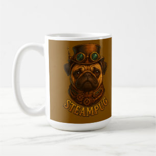 Taza De Café Diseño retro vintage de Pug Steampunk "Steampug"