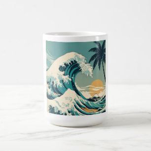 Taza De Café Diseño Retro Wave Surf’s Up Clásico de California