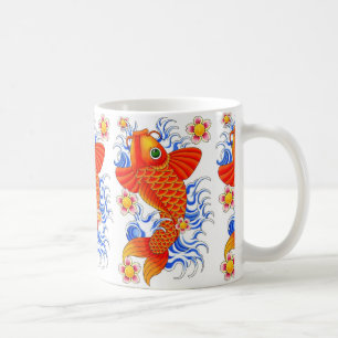 TAZA DE CAFÉ DISEÑO ROJO DE LOS PESCADOS DE KOI