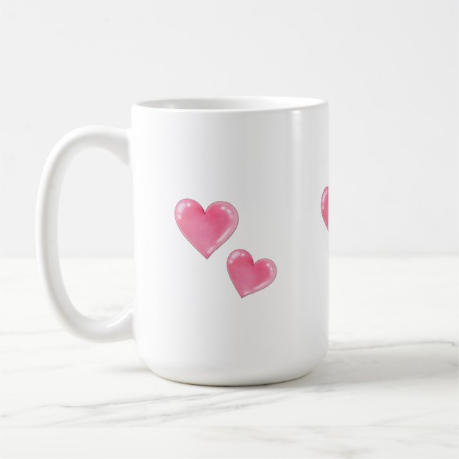 Taza De Café Diseño romántico de corazones rosados - Vela perfu (Izquierda)
