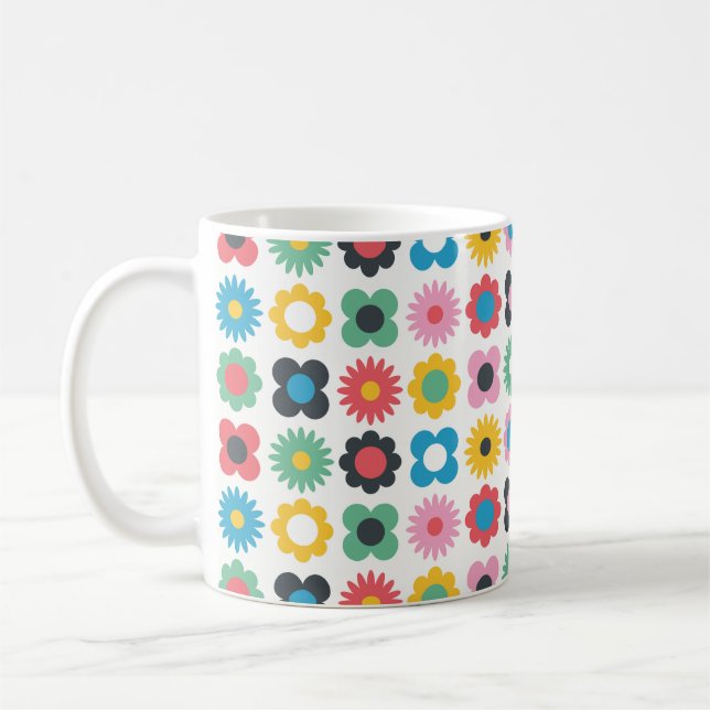 Taza De Café Diseño simple de patrones sin fisuras de flores. E (Izquierda)