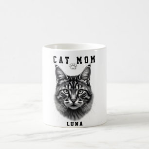Taza De Café Diseño Simple Lindo Mamá Gata Amante Gatos Negros 