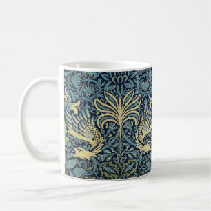 Taza De Café Diseño tejido de pavo real y dragón de William Mor
